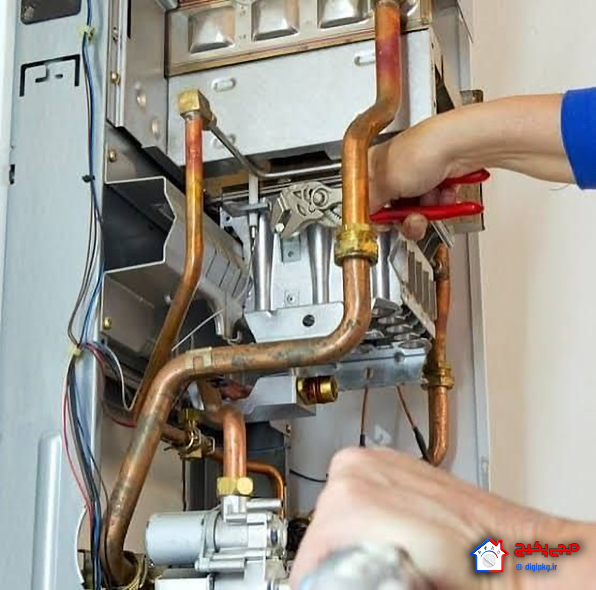 Boiler copper pipe repair تعمیر و لحیمکاری لولههای مسی داخل پکیج دیواری